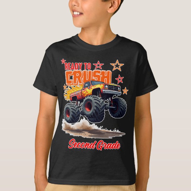 T-shirt Chemise Monster Truck "Crush Second Grade" (Devant)