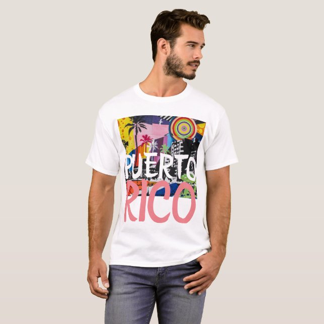 T-shirt Chemise murale Cool Porto Rico, 2 hommes (Devant entier)