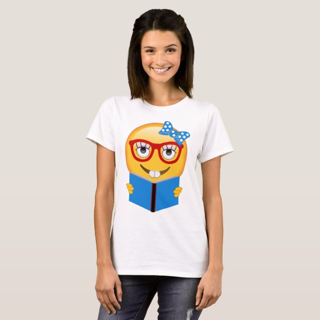 T-shirt Chemise nerd de rat de bibliothèque d'Emoji (Devant entier)