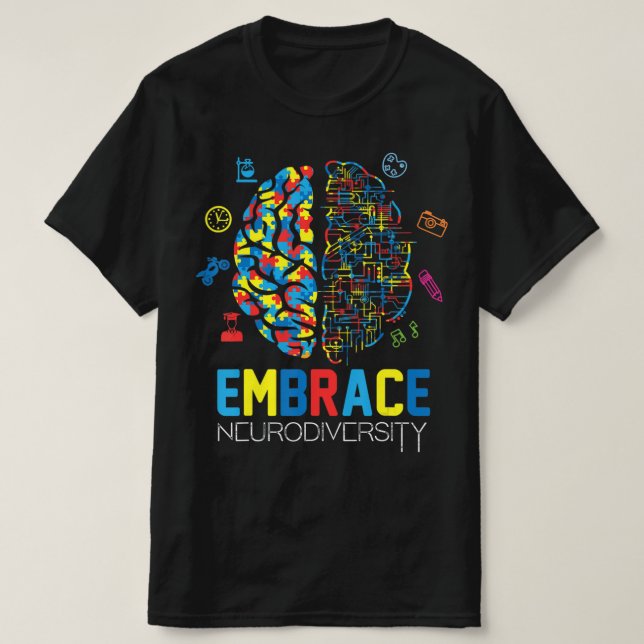 T-shirt Chemise Neurodiversity Embrasser la Sensibilisatio (Design devant)