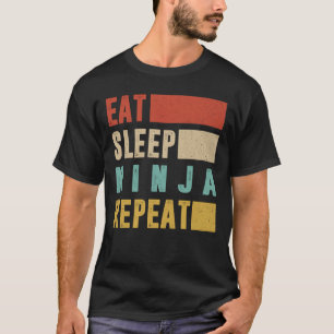 T-shirt Chemise Ninja, Vintage Mange Dormir Ninja Répéter,