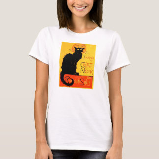 T-shirt Chemise Noir de dames de chat noir de
