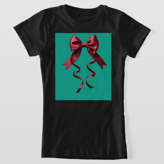 T-Shirt Chemise noire avec noeud vert (Poser)