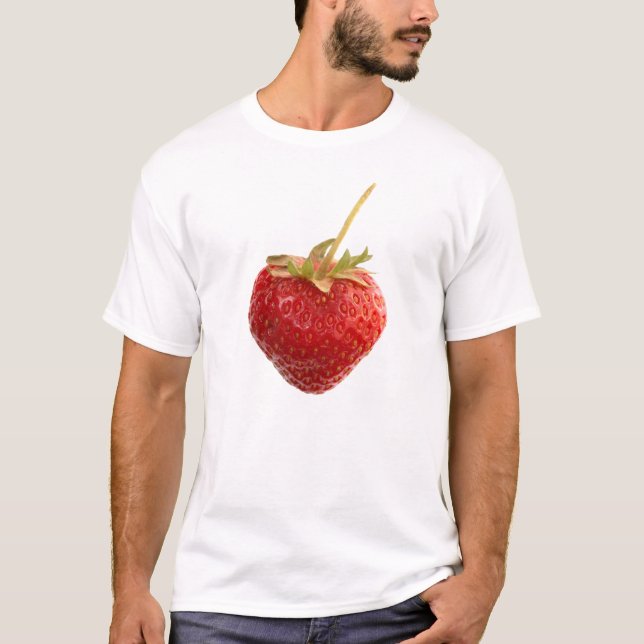 T-shirt Chemise noire de fraise avec une grande fraise (Devant)