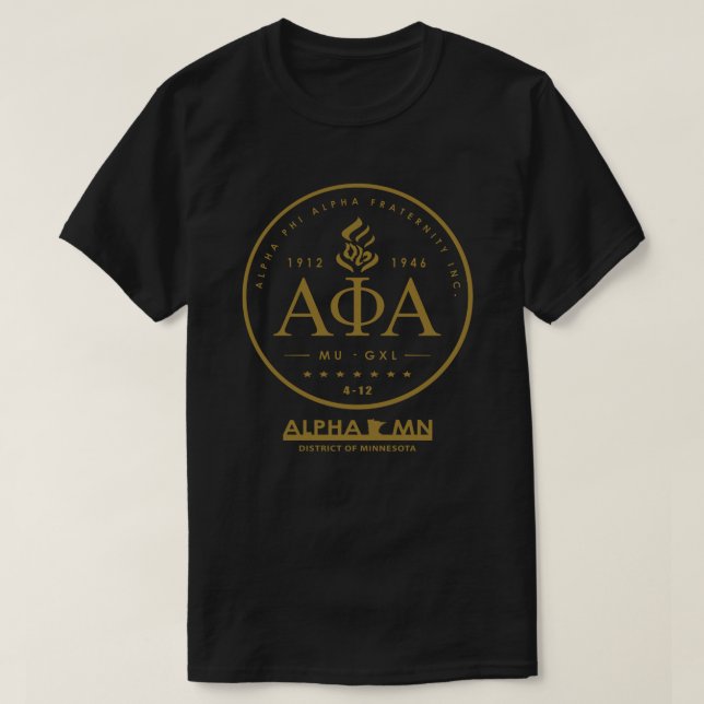 T-shirt Chemise noire de manganèse d'alpha (Design devant)