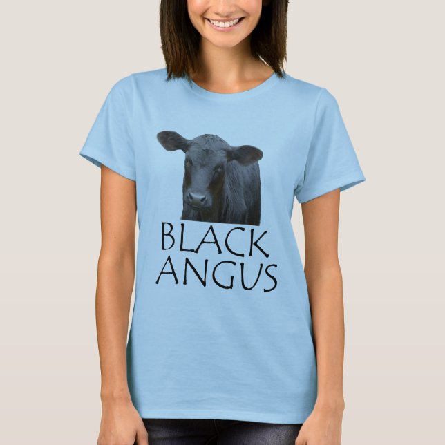 T-shirt Chemise noire de vache à Angus (Devant)