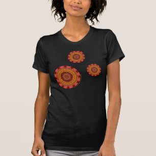 T-shirt Chemise noire des femmes Mandala au feu