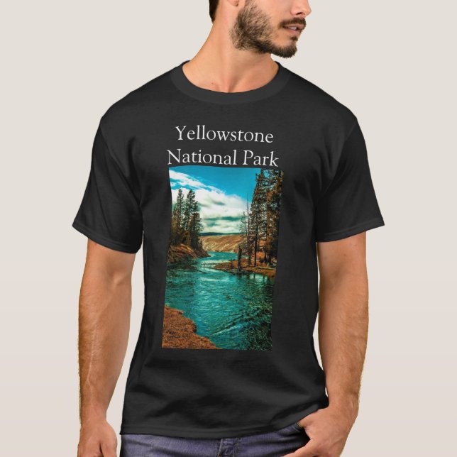 T-shirt Chemise noire du parc national de Yellowstone (Devant)