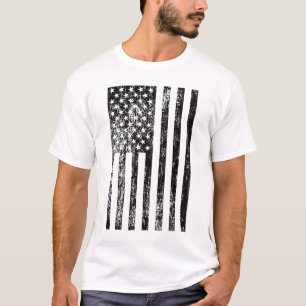 T-shirt Chemise noire et blanche de drapeau américain