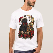 Chemise noire gothique chat noir Joyeux Creepmas