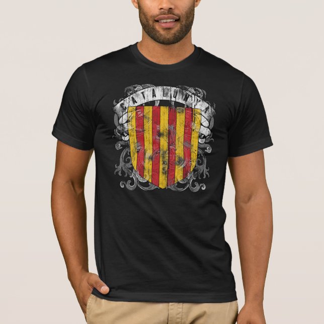 T-shirt Chemise noire hommes de Catalogne (Devant)