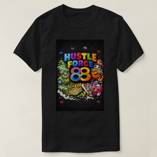 T-shirt Chemise noire Hustle Force 88 (Design devant)