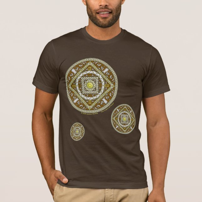 T-shirt Chemise noire masculine Gemini Mandala (Devant)