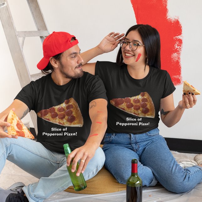 T-shirt Chemise noire Pepperoni Pizza Slice (Pepperoni Pizza Slice Dark Shirt)