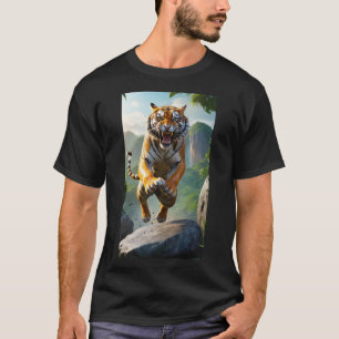 T-shirt Chemise noire pour hommes Fierce Tiger