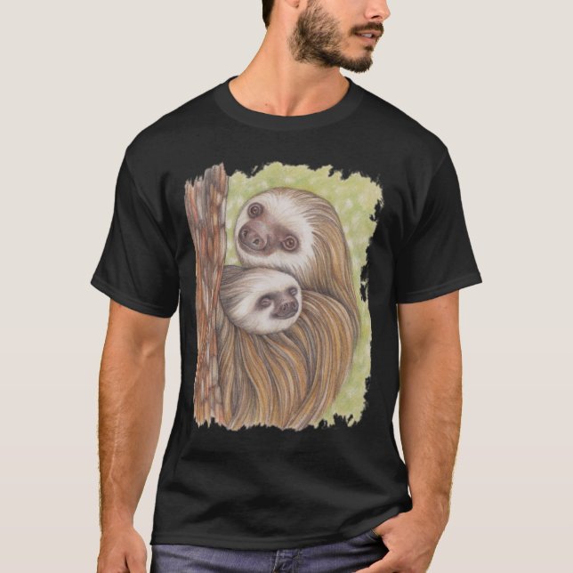 T-shirt Chemise noire Sloth and Baby (Devant)