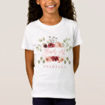 T-Shirt chemise nuptiale de douche de demoiselle de<br><div class="desc">L'aquarelle rougissent rose, Bourgogne, vert sauge floral avec le T-shirt colorway géométrique de cadeau de lune de miel de mariage de demoiselle de honneur d'effet d'or. Le cadeau parfait pour votre papy de mamie de neveu de nièce de fils de fille d'oncle de tante de papa de maman de frère...</div>