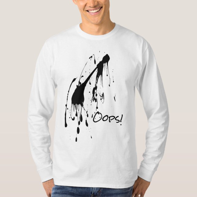 T-shirt Chemise "Oops!" avec éclaboussures de peinture noi (Devant)