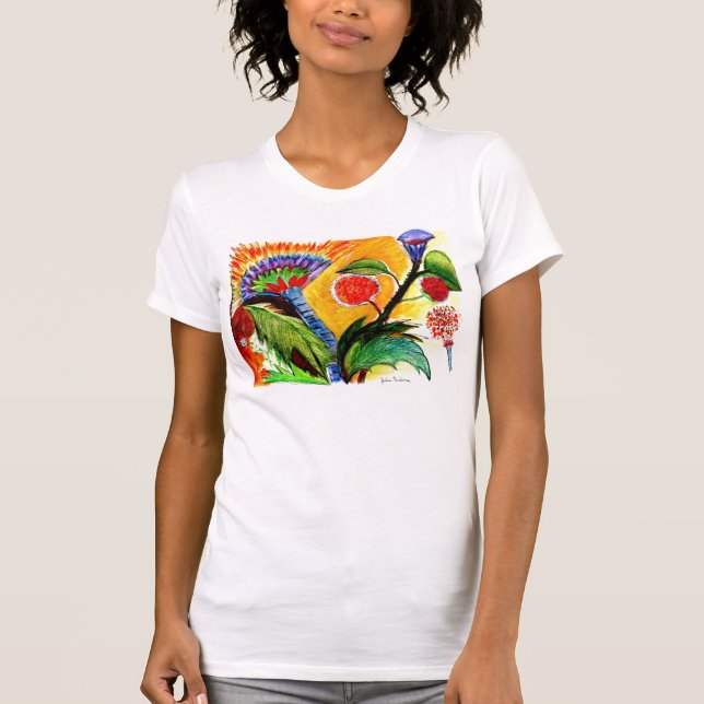 T-shirt Chemise orange de ciel de plantes étranges (Devant)