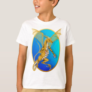 T-shirt Chemise ornée de bijoux d'ovale de dragon d'or