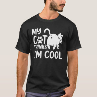 T-shirt Chemise Papa Maman Chat, Drôle Mon Chat Pense Que 