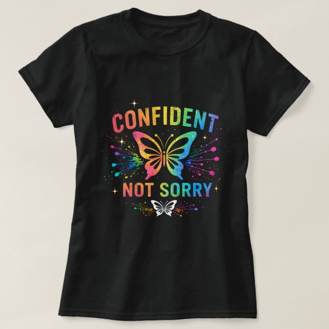 T-shirt Chemise Papillon Confiant Pas Désolé 0047713 (Design devant)