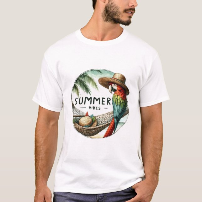 T-shirt chemise parrot vibes d'été (Devant)