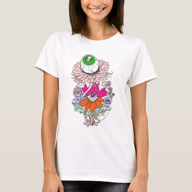 T-shirt Chemise Pastel Goth Alien Eyeball Fleurs (Devant)