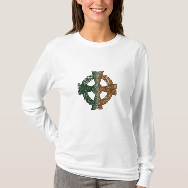 T-shirt Chemise patriotique irlandaise Celtic Cross (Devant)