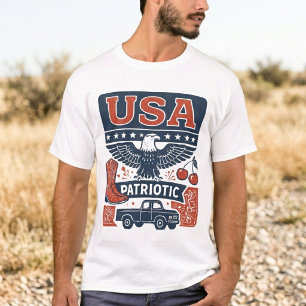T-shirt Chemise Patriotique Vintage, Tee-shirt USA Rétro A