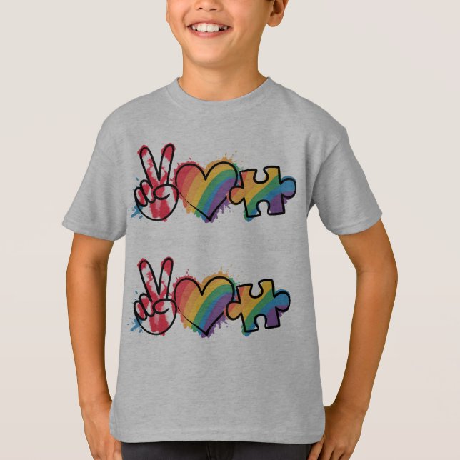 T-shirt Chemise Peace.Love.Autism (Devant)
