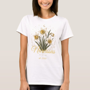 T-shirt Chemise personnalisée avec nom et fleur de naissan