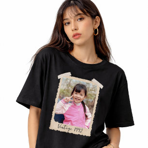 T-shirt Chemise personnalisée avec photo rétro, Année de n