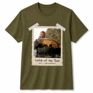 T-shirt Chemise personnalisée de pêche, Photo Rétro Pêcheu