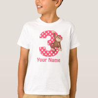 Chemise personnalisée pour la fille singe du 3e an