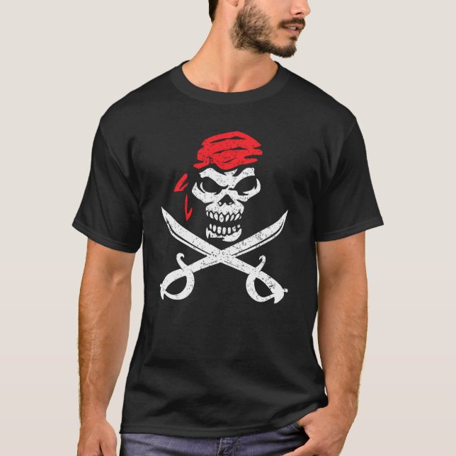 T-shirt Chemise Pirate Avec Crossbones & Patch Oeil Crâne  (Devant)