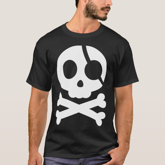 T-shirt Chemise pirate du crâne et des os croisés (Devant)