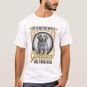 T-shirt Chemise pour amateur de chien Retriever doré gravu