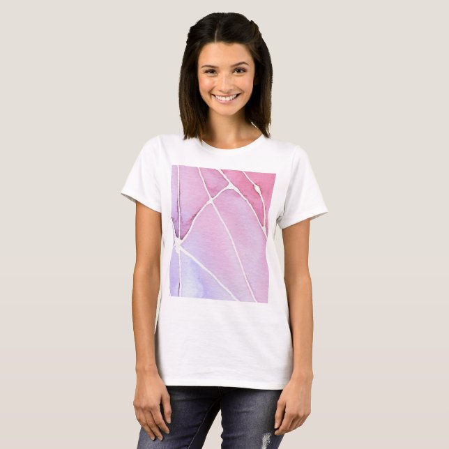 T-shirt Chemise pour aquarelle de marbre rose de coupure (Devant entier)