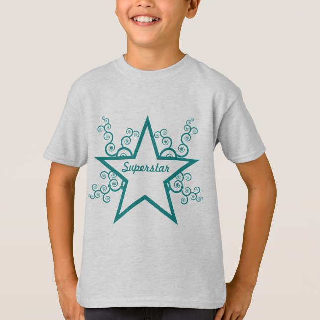 T-shirt Chemise pour enfants Superstar Swirls, Turquoise (Devant)
