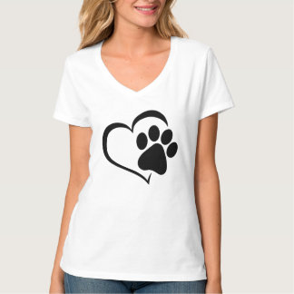 T-shirt Chemise pour femmes à empreinte de patte avec cœur