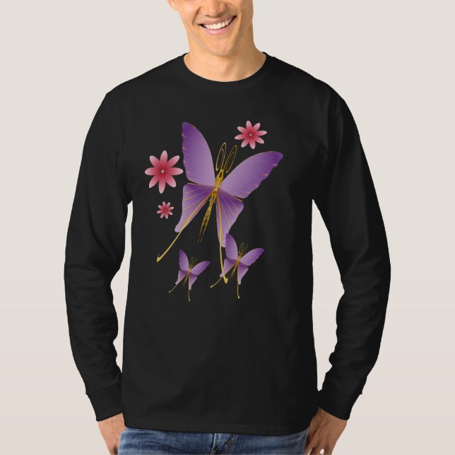 T-shirt Chemise pourpre molle de papillon (Devant)