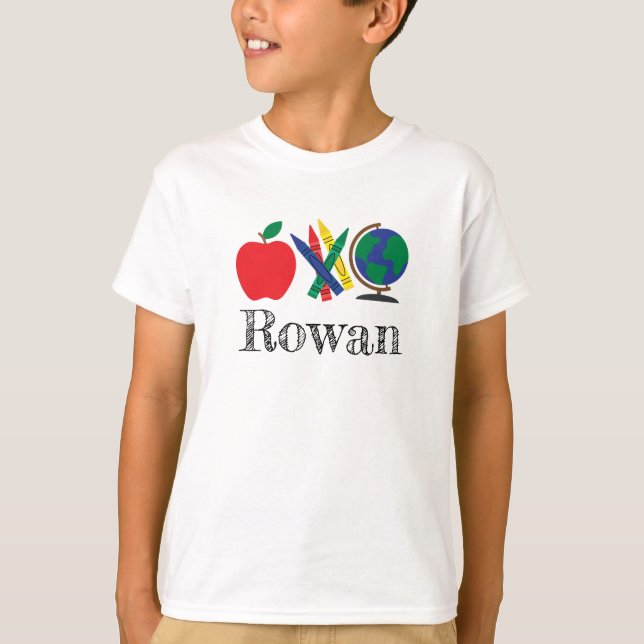 T-shirt Chemise premier jour d'école avec le nom de l'enfa (Devant)