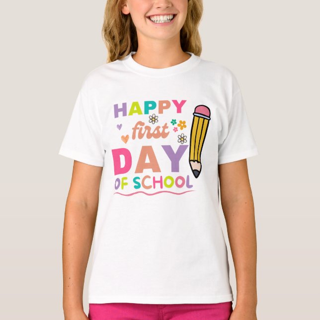 T-shirt Chemise Premier Jour d'École, Enseignant (Devant)