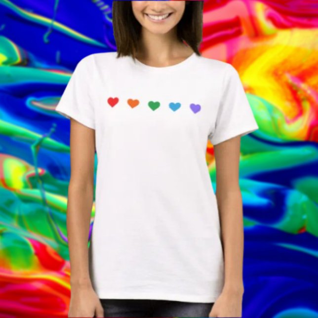 T-shirt Chemise Pride Coeurs Arc-en-ciel (Créateur téléchargé)