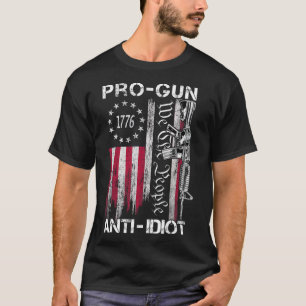 T-shirt Chemise Pro Gun Anti Idiot Drapeau Vintage Usa 2èm