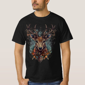 T-shirt Chemise Psychedelic Deer Spirit - Animal Tribal Fo