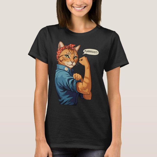 T-shirt Chemise puriste, Pursist chat, pursist chat (Devant)