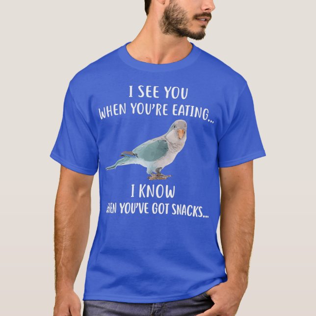 T-shirt Chemise Quaker Parrot Je Connais Vos Snacks Bleu (Devant)