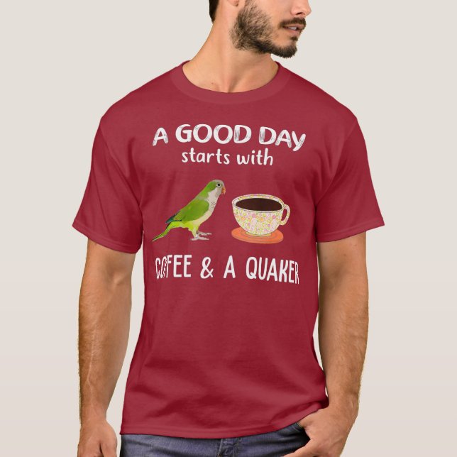 T-shirt Chemise Quaker Vert Bonne Journée Avec Coffee Quak (Devant)